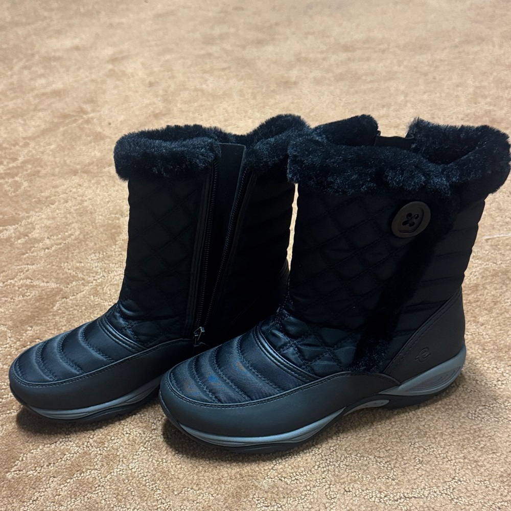 Easy Spirit Black Quilted Winter Boots